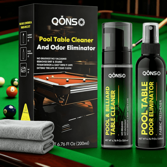 Pool Table Felt Cleaner Kit, Fast Clean Billiard Table Felt Cleaner Spray & Odor Eliminator Kit with Cleaning Cloth, Ready-to-Use Foam & No Residue | Essential for Home & Game Rooms