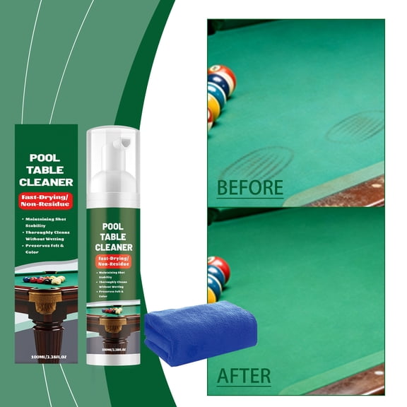 Pool Table Felt Cleaner Spray,Fast-Drying Non-Residue Formula,Cleans and Maintains Billiard Table Cloth,Includes Microfiber Towel,3.38 fl oz