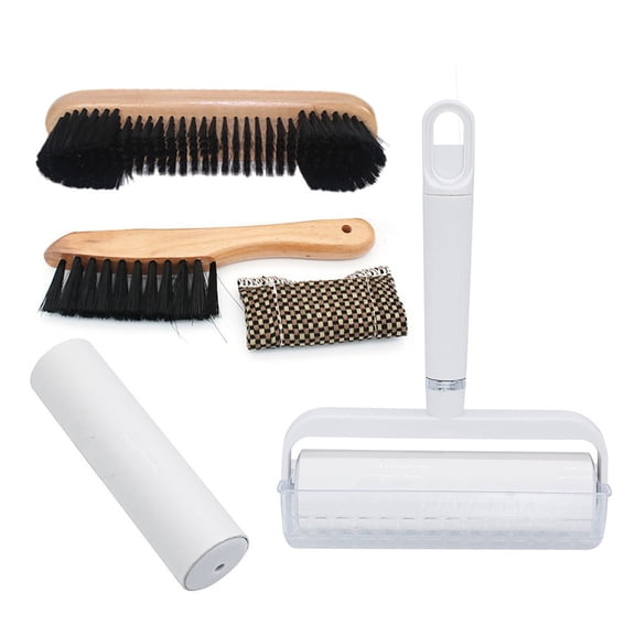 Pool Table Kit Featuring Rail Brush Table Brush Wipe Cue Sleeve Sticky Lint Roller and Replacement Roller for Billiards and Card Tables (Brown)