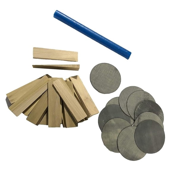 Pool Table Leveling Kit - Shims & Wax for Installation, Recovery & Refelting - 14 Wood Wedges, 10 Rubber Shims, Joint Wax - Billiard Table Accessories