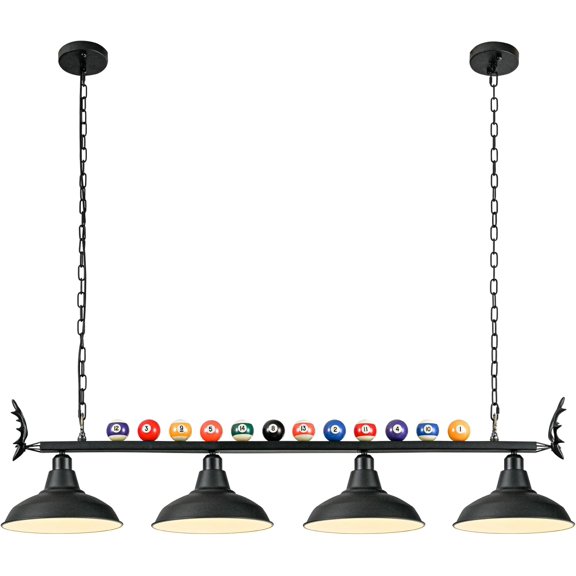 Pool Table Light, Billiard Light for 7' 8' 9' Pool Table, Hanging Billiards Light for Billiard Room, Game Room, Restaurant, Coffee Shop (4 Lights)