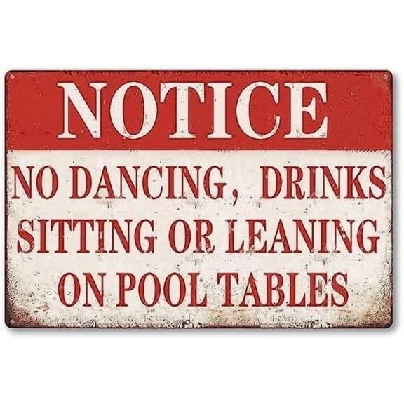 Pool Table Rules Metal Sign, Billiards Room Decor Plaque for Home Bar Cafe, Funny Pool Table Accessory Wall Art Sign, 8x12 Inch