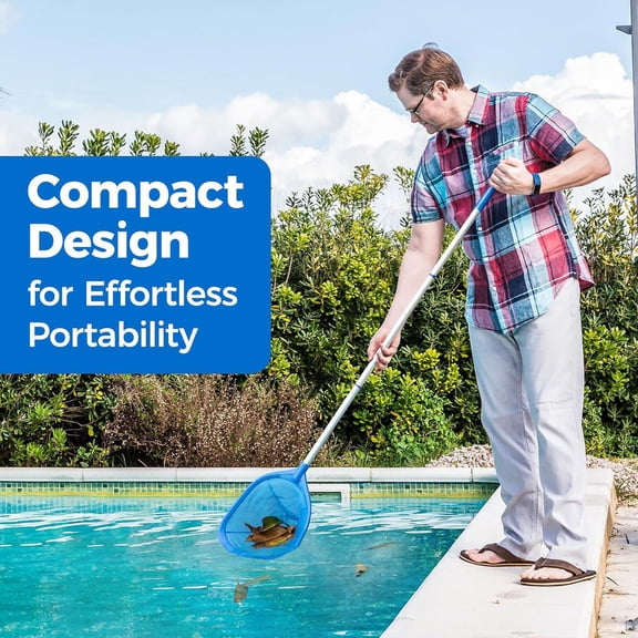 Pool Telescopic Pole Leaf Skimmer Set, Adjustable Aluminum Collector Rake, Portable Swimming Maintenance Equipment for Home Outdoor Cleaning