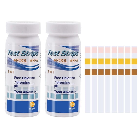 Pool Test Strips 100 Pack, 3 In 1 Water Testing Kit for Swimming Pool and Spa with PH Alkalinity Hardness Measurement, Clear Water Maintenance Accessories, B