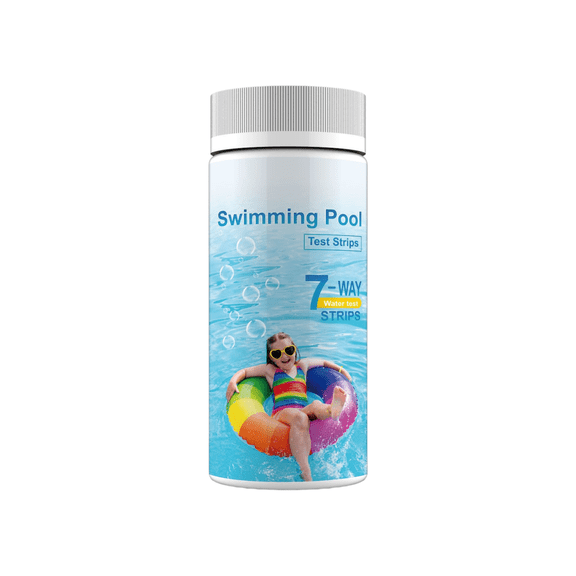 Pool Test Strips, Swimming Pool, 7-Way Testing, Pool Water Testing Kit, Residential Aquatic Spaces, Summer Recreational Use, Clear Plastic Bottle, 1 Pc
