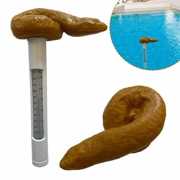 Pool Thermometer Floating Easy Read, Funny Poop Prank Water Temperature, 6.44" Summer Waterproof & Shatter Resistant Pool Accessories for Outdoor & Indoor Swimming Pools, Spas, Aquariums