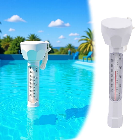 Pool Thermometer Floating Easy Read, Water Temperature Pool Thermometer with String, 9" Summer Waterproof & Shatter Resistant Pool Accessories for Outdoor & Indoor Swimming Pools, Spas, Aquariums