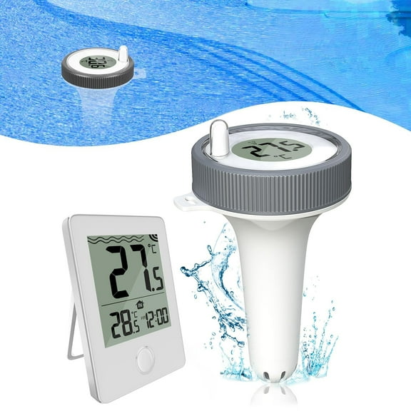 Pool Thermometer Floating with Indoor Temperature Humidity Monitor, Wireless Digital Waterproof Swimming Pool Thermometer Floating for Hot Tubs, Small Ponds, SPA, Hot tub, Fish Tank