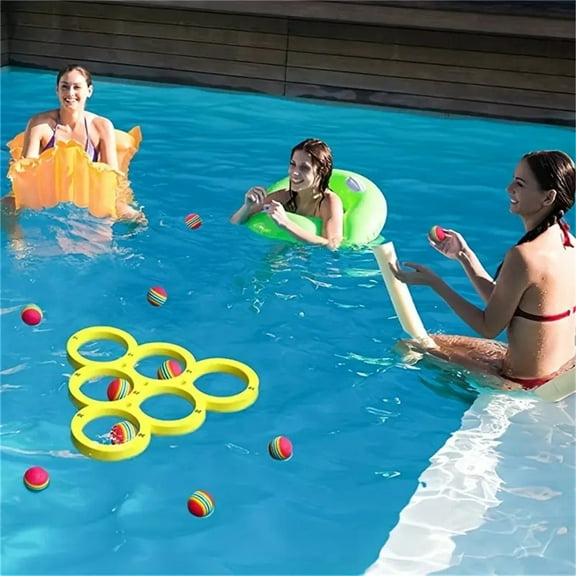 Pool Toss Game for Swimming Pool - Floating Foam Cornhole Board with 10 Colorful EVA Balls - Water Floating Score Game for Family Outdoor Pool Party Activities and Summer Fun