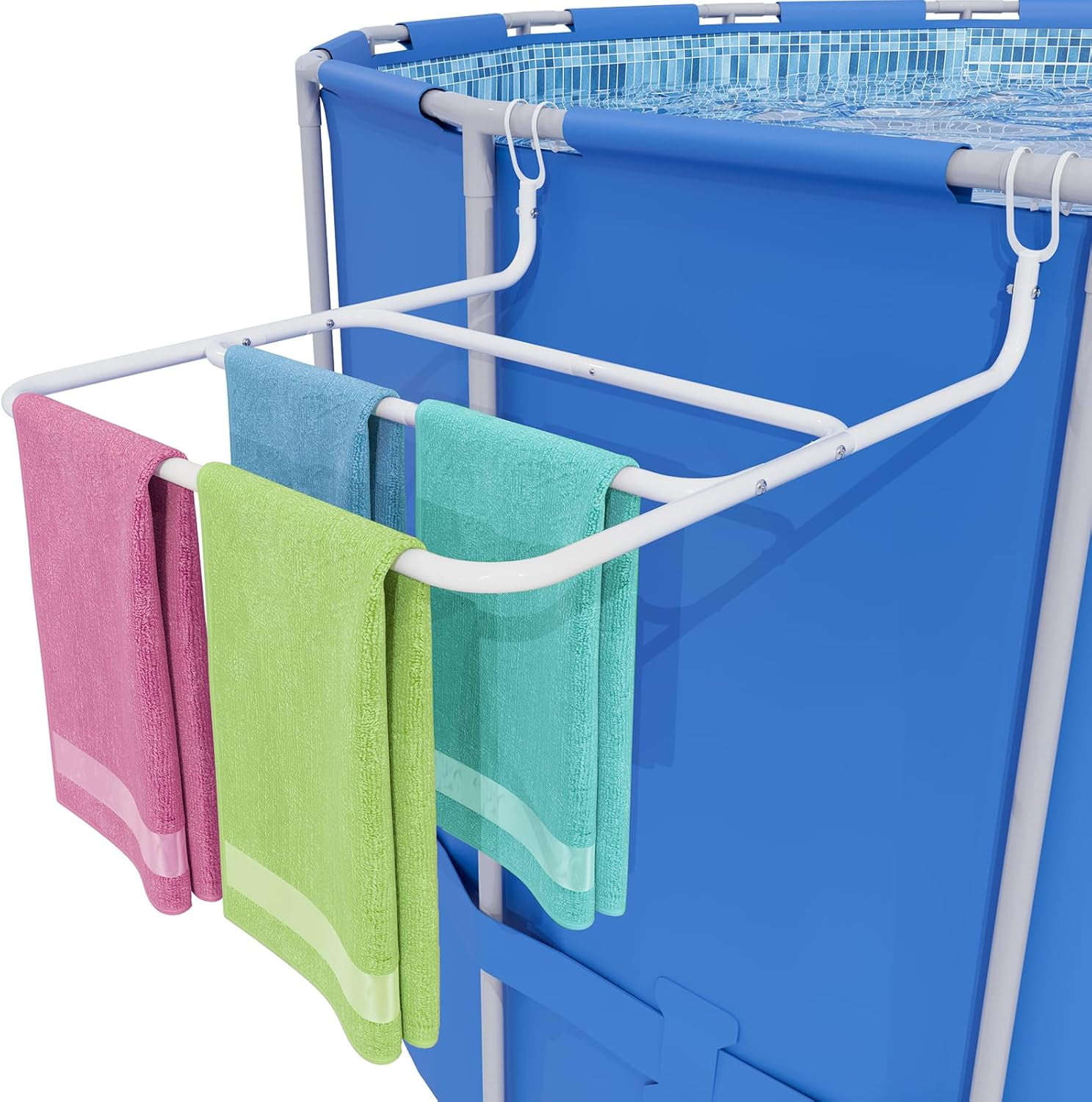 Pool Towel Rack, 3 Bar Metal Poolside Towel Rack Outdoor, 20.6