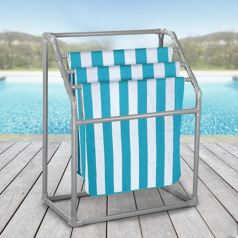 Pool Accessories Pool Towel Rack 2-in-1 Outdoor Poolside Beach