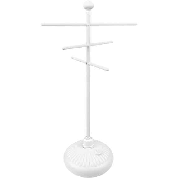 Pool Towel Rack Outdoor, 59" Aluminum Towel Holder with Wide Stable Base,3 Adjustable Bars, Pool Furniture,Rustproof Towel Drying Rack for Pool, Patio, Hot Tub,& Spa – White