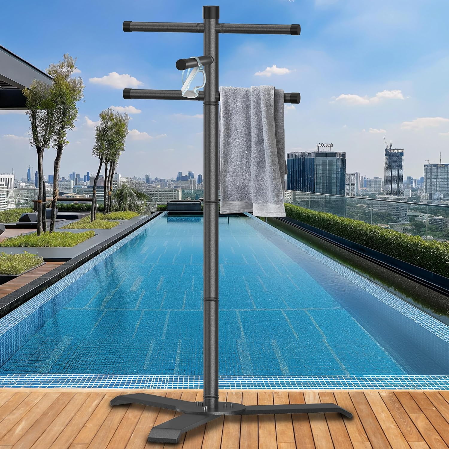 Pool Towel Rack Outdoor, Heavy Duty Outdoor Towel Rack, 61 Inch Free ...