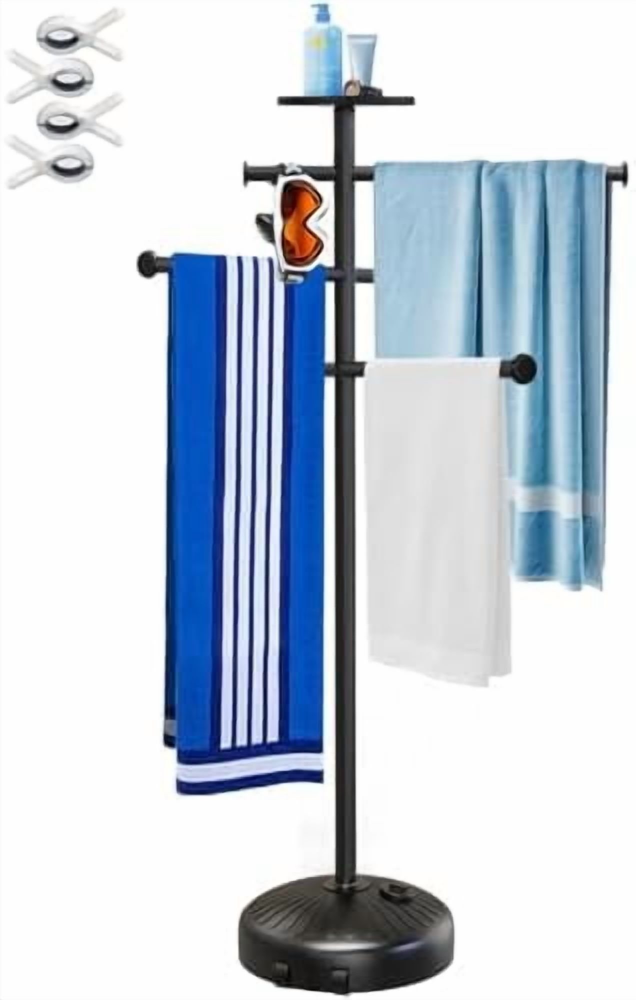 Pool Towel Rack with Wheels for Indoor Outdoor Use, 63 Inch Towel ...