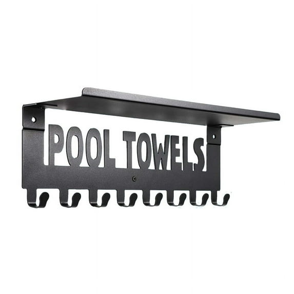 Pool Towel Racks with Shelf Outdoor Pool Decor Wall Mount Towel Hooks Towel Holder with 8 Hooks Towel Storage Hanger
