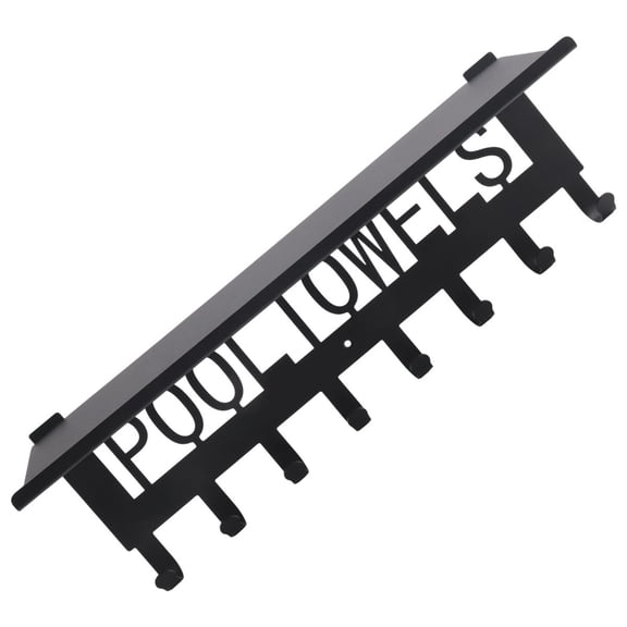 Pool Towel Racks with Shelf Outdoor Pool Decor Wall Mount Towel Hooks Towel Holder with 8 Hooks Towel Storage Hanger