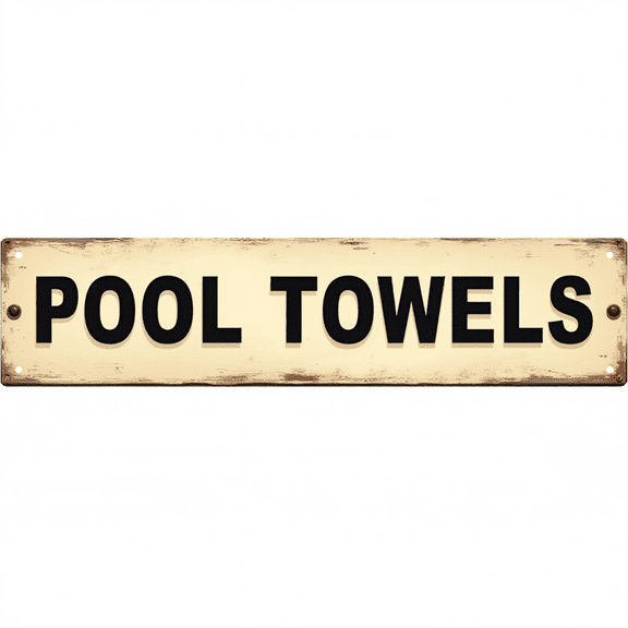 Pool Towels Metal Sign 16*4 Inches "POOL TOWELS" Pool House Backyard Decor