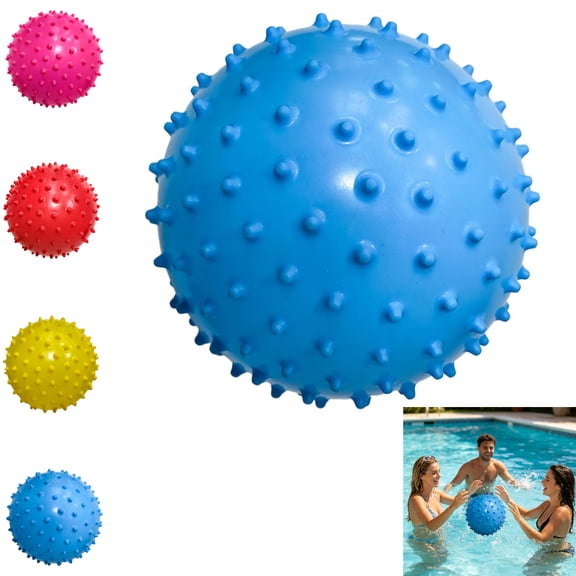 Pool Toys, 6 Inch Knobby Beach Ball for Teens and Adults, Inflatable Spiky Water Ball for Summer Swimming Pool Parties, Blue