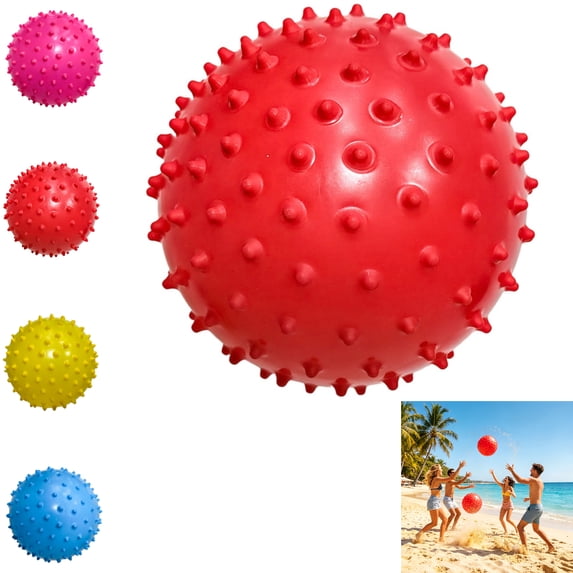 Pool Toys, 6 Inch Knobby Beach Ball for Teens and Adults, Inflatable Spiky Water Ball for Summer Swimming Pool Parties, Red