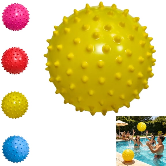 Pool Toys, 6 Inch Knobby Beach Ball for Teens and Adults, Inflatable Spiky Water Ball for Summer Swimming Pool Parties, Yellow