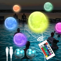 Pool Toys- Large 2 LED Beach Ball with Remote Control Moon Light Ball - 16" Colors Lights and 4 Light Modes, Outdoor Pool Beach Party Games for Kids Adults, Pool Patio Garden Decorations