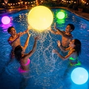 Light Up Pool Toys, 4 Pack Glow Beach Ball, 8 Modes Pool Activities Decorations for Adult, Floating Pool Games Balls for Swimming Pool Party