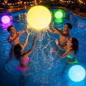 Light Up Pool Toys, 4 Pack Glow Beach Ball, 8 Modes Pool Activities Decorations for Adult, Floating Pool Games Balls for Swimming Pool Party