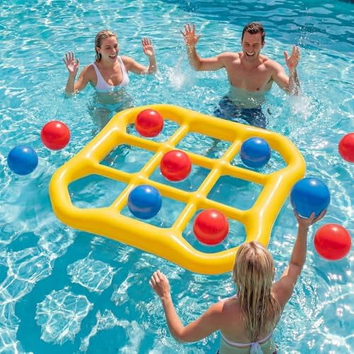 Pool Toys Pool Games, Inflatable Tic-Tac-Toe Pool Toy with 10 Balls, 2-10 Players Floating Water Game for Adults Teens Kids, Summer Pool Party Water Toys$$Sport & Recreation Other