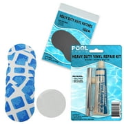 Pool Above Underwater pool repair kit for frame set and easy set pool | Vinyl glue and reinforced patch material to match your pool | Blue and white pool liner patch kit