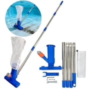 Pool Vacuum Cleaner with Telescopic Aluminum Pole, Manual Pool Vacuum Tool with Garden Hose Connector and Mesh Filter Bag for Above Ground Pools, Spas and Ponds