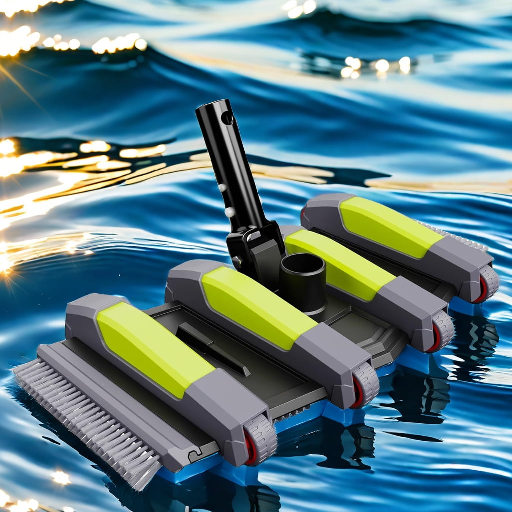 Pool Vacuum Head, Wheels & Aluminum Handle, Manual Pool Vacuum for