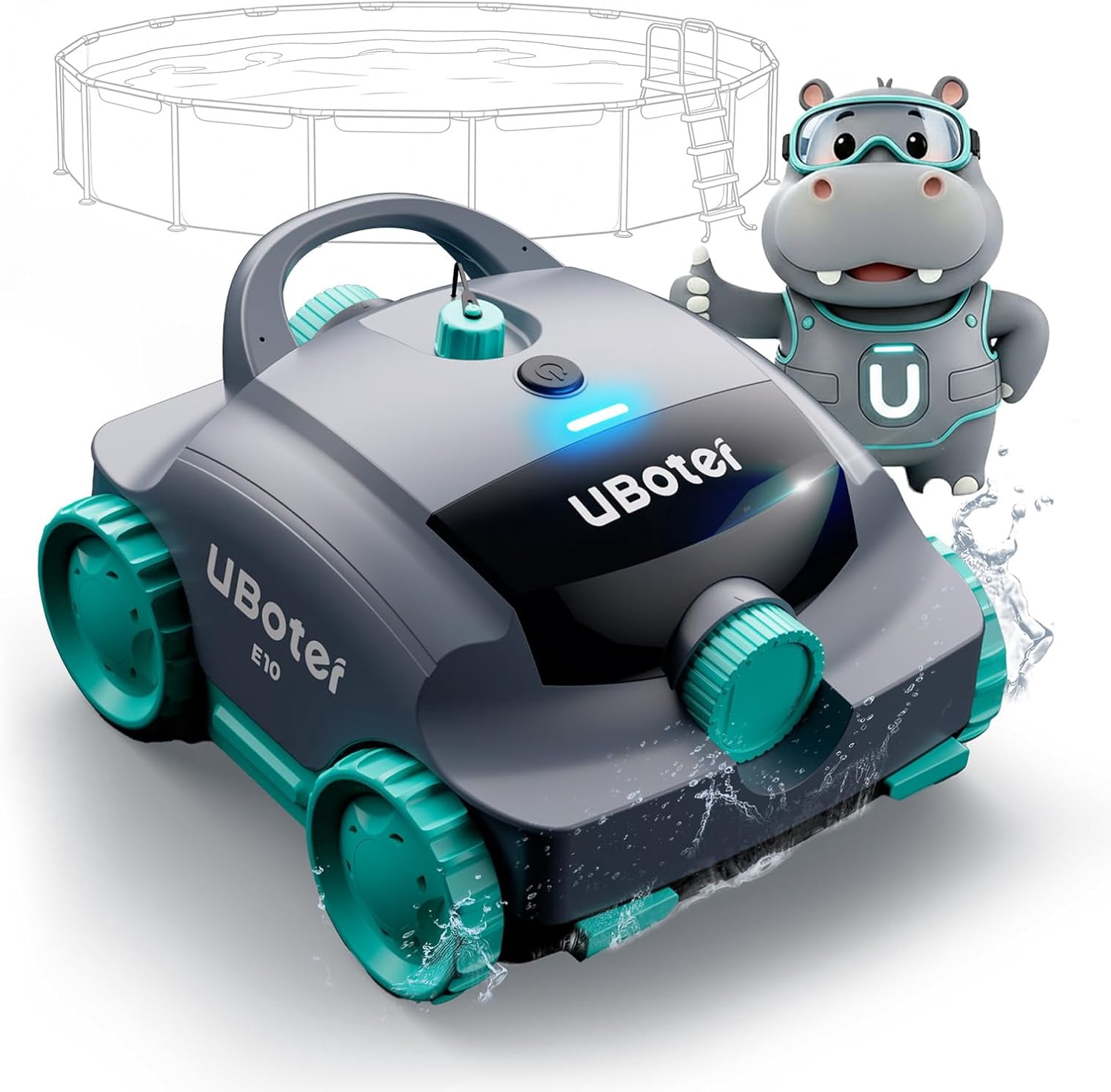 UBoter E10 Cordless Robotic Pool Cleaner,Pool Vacuum, Dual-Layer Filtration,Powerful Obstacle Crossing, Enhanced Edge & Corner Cleaning,120-Min for Above-Ground & Flat-Bottom Pools to 860 Sq.ft