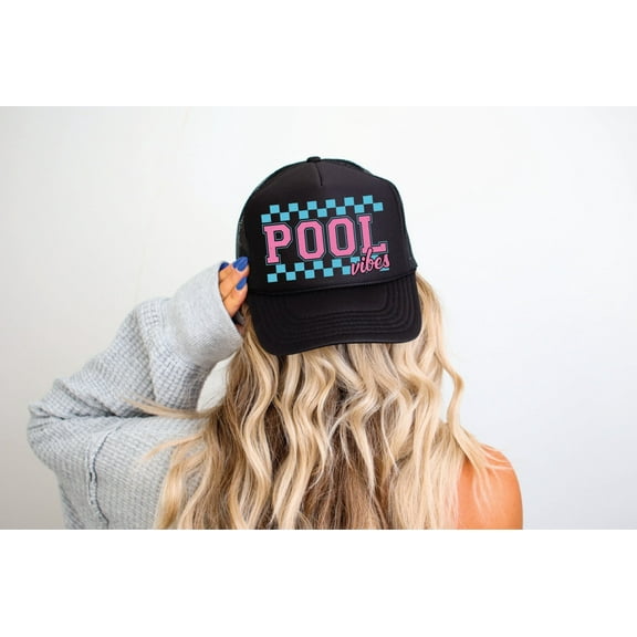 Southern Attitude Designs Pool Vibes Black Unisex Foam Trucker Hat