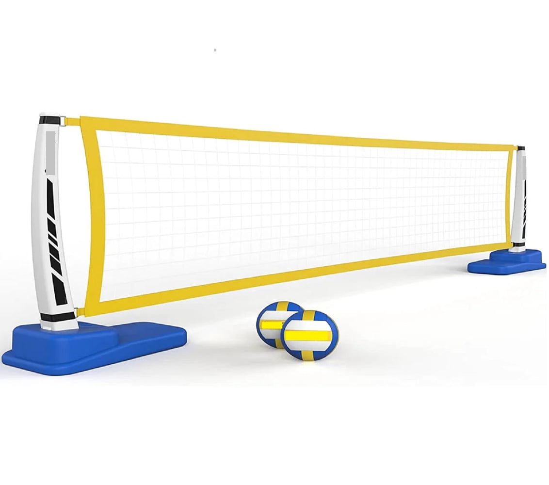 Pool Volleyball Net Set with Base, Net, Volleyballs and Pump 39" X 256" X 6.5"