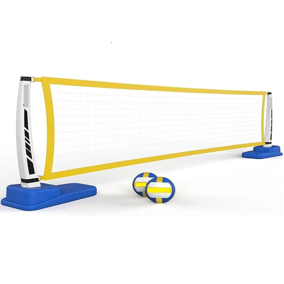 Pool Volleyball Net Set with Base, Net, Volleyballs and Pump 39" X 256" X 6.5"