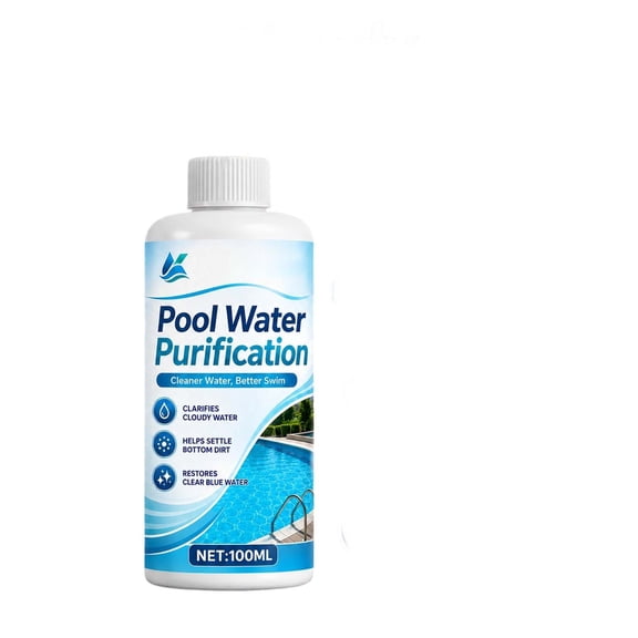 Pool Water Clarifier 100Ml Pool Water Purification Liquid for Cloudy Water Restores Clear Blue Pool Water