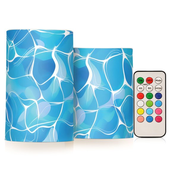 Pool Water Flickering Flameless LED Candles set of 2 Battery Operated 18-Key Remotes Timer Halloween Fall Decor D3''xH4''5''