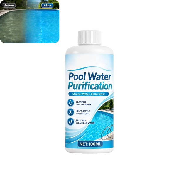 Pool Water Purifier Clarifier Liquid 100ml, Effective Pool Flocculant Settles Dirt & Dead Algae to Pool Floor, Restores Crystal Clear Water for Inground Above Ground Pools Spa