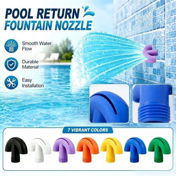 Pool Water Return Fountain Nozzle, Water Nozzle, Water Sprinkler Head, Reusable Threaded Fan Waterfall Head, Yellow Plastic 3.5X3 Inch 1 Pc, Dual Outlet Curved Splash Sprinkler