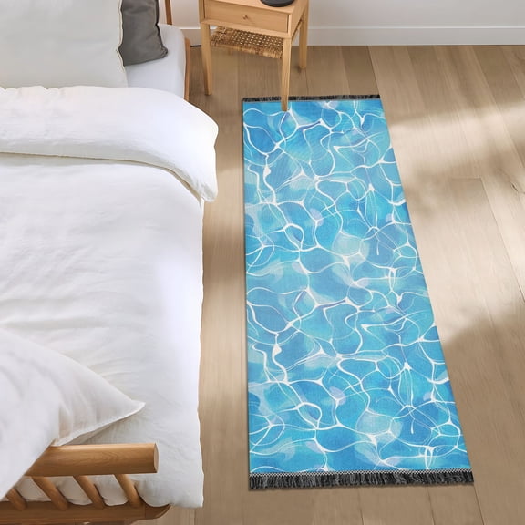 Pool Water Runner Area Rug 2x6 Soft Non-Slip Washable Bedside Carpet for Hallway Bedroom Living Room Home Decor