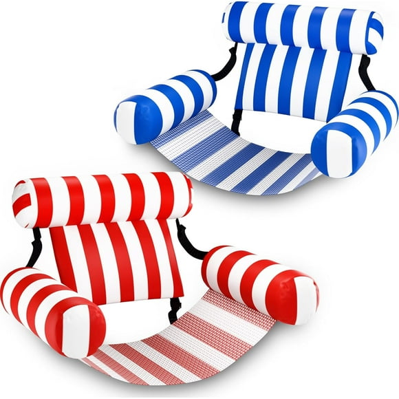 Pool Wave Pool Floats Chairs for Adult, 2 Packs Inflatable Swimming Pool Lounges, Kids Blow Up Pool Noodles Floating Hammock, Heavy Duty Lake Raft Floaties, Fun Summer Water Party Game