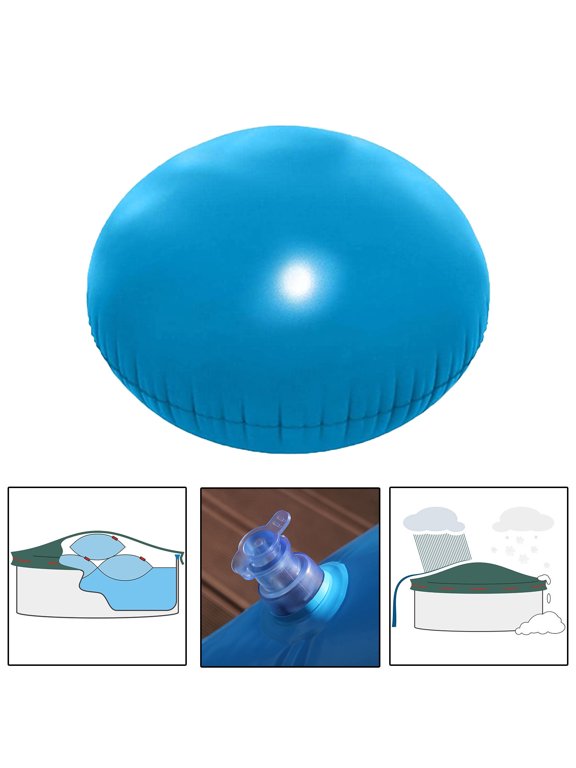 Pool Winter Pillow under $5! Yannianjz Inflatable Pool Cushion, 4ft x 4ft Round Winter Cover Pillow with 4 Eyelets, Tarpaulin Support for Above Ground Pools