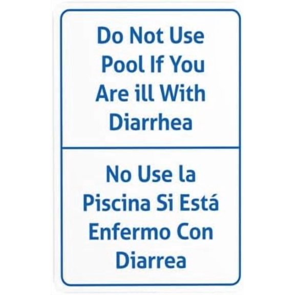 Do Not Pool If You are Ill with Diarrhea Bilingual Warning Sign, Pool Security Metal Signs for Home Busines Outdoor Indoor Garage Street Wall Caution Decor 8 x 12 Inch