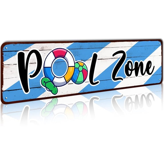 Pool Zone Tin Sign Vintage Rustic Decor Home Tropical Beach Patio Wall Decoration Metal Street Sign 4x16 Inch