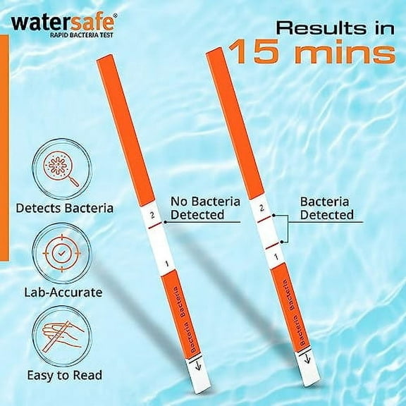 Pool and Spa Rapid Bacteria Test by Watersafe, Detects Down to 1 Bacteria/L in 15 Minutes, Including E. coli and Salmonella. 20 Tests.