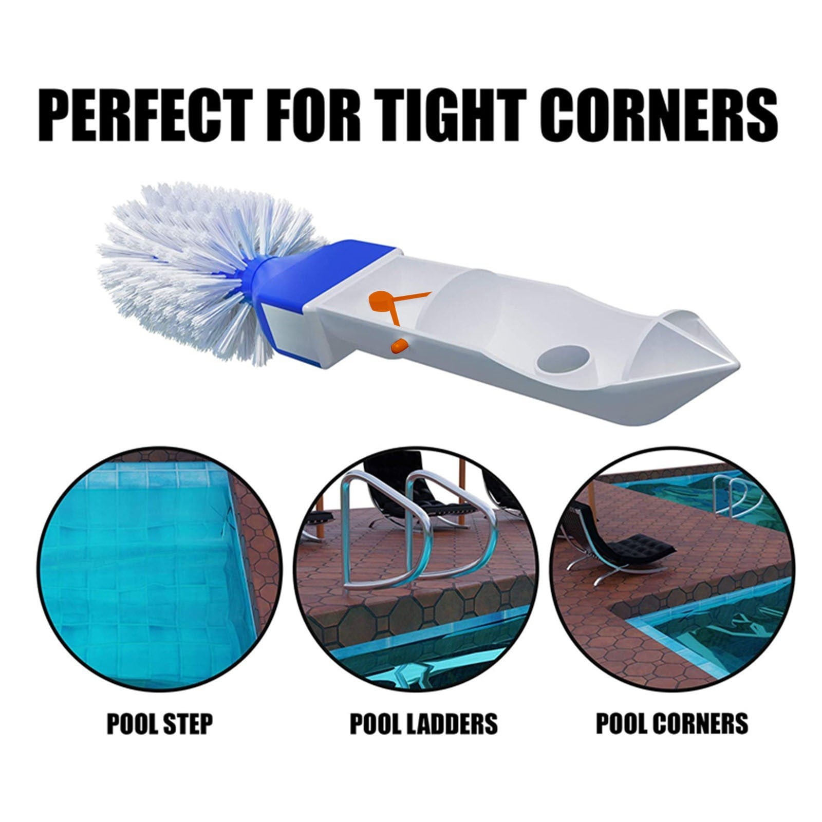 Pool corner brushes, pool hot tub spa corner steps and tile brushes