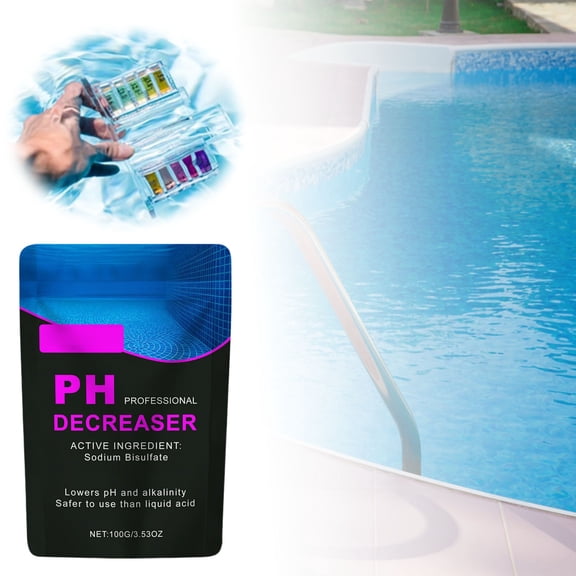 Pool pH Decreaser Sodium Bisulfate pH & Alkalinity Reducer Fast Dissolving Dry Powder for Above Ground and Inground Pools Spas 100g/3.53oz