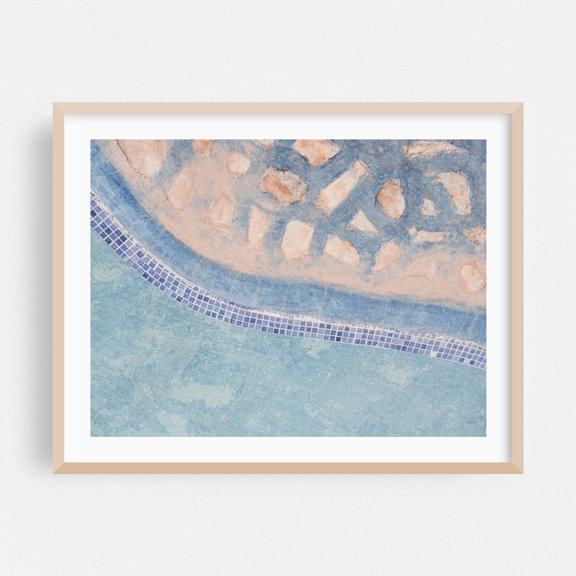 Pool scene in Morocco II - Marrakesh Marrakesh-Safi Morocco Photography Abstract Geometric Mediterranean Pattern Pastel Minimalist Ocean Oak Framed Wall Art Print 6 x 8 inches