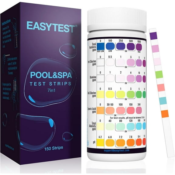 Pool test strips, 150 pieces, suitable for water chemistry tests in hot tubs and spa pools