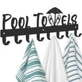 Pool towel rack with 8 hooks, Black Carbon Steel wall mounted Hook for